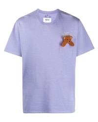 T-shirt à col rond brodé violet clair Doublet