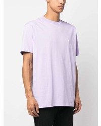 T-shirt à col rond brodé violet clair Marcelo Burlon County of Milan
