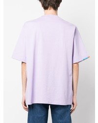 T-shirt à col rond brodé violet clair Marcelo Burlon County of Milan