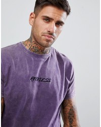 T-shirt à col rond brodé violet clair Urban Threads