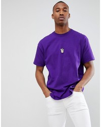T-shirt à col rond brodé violet