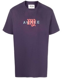 T-shirt à col rond brodé violet Awake NY