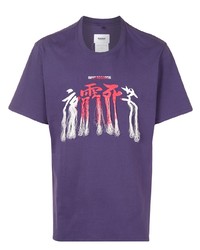 T-shirt à col rond brodé violet Doublet