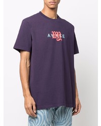 T-shirt à col rond brodé violet Awake NY