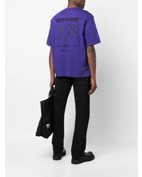T-shirt à col rond brodé violet Off-White