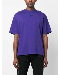 T-shirt à col rond brodé violet Off-White