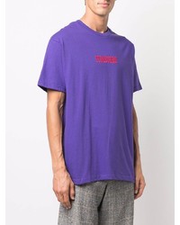 T-shirt à col rond brodé violet Pleasures