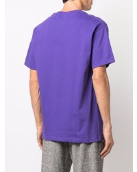 T-shirt à col rond brodé violet Pleasures