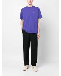 T-shirt à col rond brodé violet PS Paul Smith