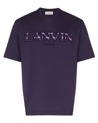 T-shirt à col rond brodé violet Lanvin
