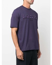 T-shirt à col rond brodé violet Lanvin