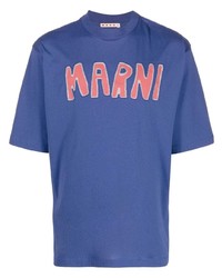T-shirt à col rond brodé violet Marni