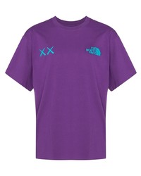 T-shirt à col rond brodé violet The North Face
