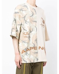 T-shirt à col rond camouflage beige AAPE BY A BATHING APE