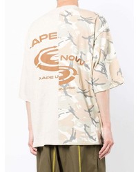 T-shirt à col rond camouflage beige AAPE BY A BATHING APE