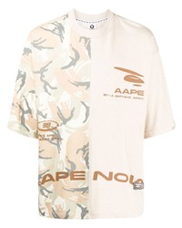 T-shirt à col rond camouflage beige AAPE BY A BATHING APE