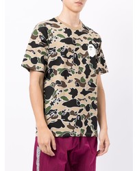 T-shirt à col rond camouflage beige A Bathing Ape