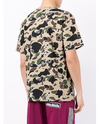 T-shirt à col rond camouflage beige A Bathing Ape