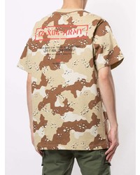 T-shirt à col rond camouflage beige Izzue