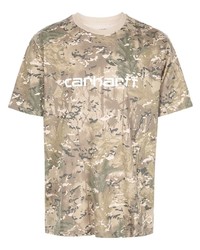 T-shirt à col rond camouflage beige Carhartt WIP