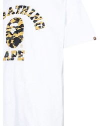 T-shirt à col rond camouflage blanc A Bathing Ape