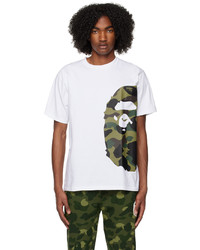T-shirt à col rond camouflage blanc BAPE