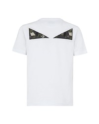 T-shirt à col rond camouflage blanc Fendi