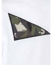 T-shirt à col rond camouflage blanc Fendi