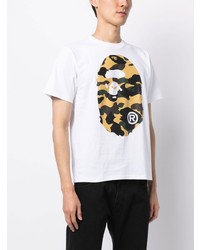 T-shirt à col rond camouflage blanc A Bathing Ape