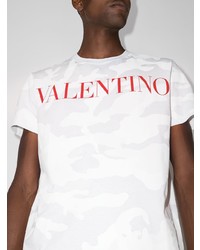 T-shirt à col rond camouflage blanc Valentino