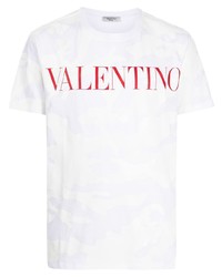 T-shirt à col rond camouflage blanc Valentino