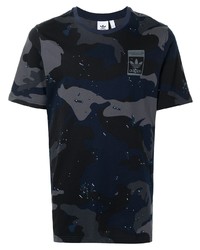 T-shirt à col rond camouflage bleu marine adidas