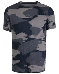 T-shirt à col rond camouflage bleu marine Armani Exchange