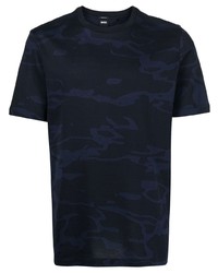T-shirt à col rond camouflage bleu marine BOSS