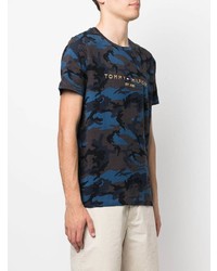 T-shirt à col rond camouflage bleu marine Tommy Hilfiger