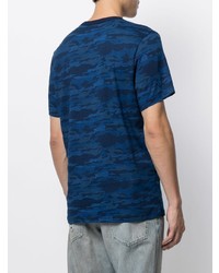 T-shirt à col rond camouflage bleu marine Calvin Klein