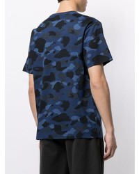 T-shirt à col rond camouflage bleu marine A Bathing Ape