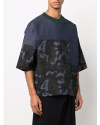 T-shirt à col rond camouflage bleu marine Alchemy