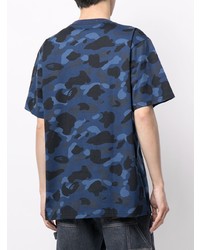 T-shirt à col rond camouflage bleu marine A Bathing Ape