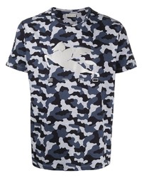 T-shirt à col rond camouflage bleu marine Etro