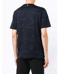 T-shirt à col rond camouflage bleu marine BOSS