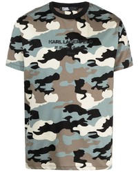 T-shirt à col rond camouflage bleu marine Karl Lagerfeld