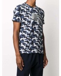 T-shirt à col rond camouflage bleu marine Etro