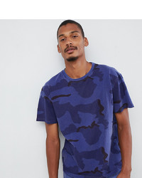T-shirt à col rond camouflage bleu marine Reclaimed Vintage