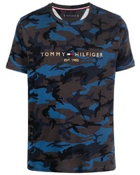 T-shirt à col rond camouflage bleu marine Tommy Hilfiger