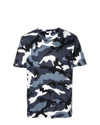 T-shirt à col rond camouflage bleu marine Valentino