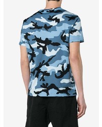 T-shirt à col rond camouflage bleu Valentino