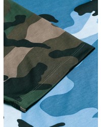 T-shirt à col rond camouflage bleu Valentino