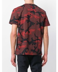 T-shirt à col rond camouflage bordeaux Valentino