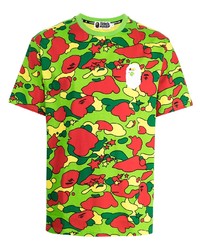 T-shirt à col rond camouflage chartreuse A Bathing Ape